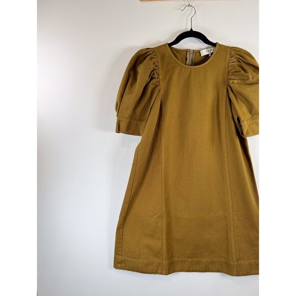 NWT Sea NY Womens Dress Brown Denim Metta Acid Puff Sleeve Mini Jean A Line XS - Picture 5 of 12